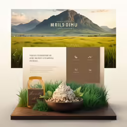 an open pamphlet cover with a bowl of mushrooms