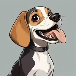 a drawing of a beagle with his tongue hanging out