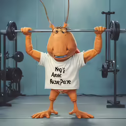 a man in a mascot outfit doing a squat exercise