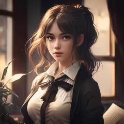 a beautiful young lady in white shirt with brown tie