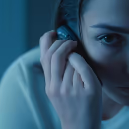 a person with a blue ring on their hand