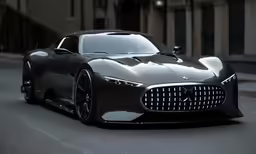 a very sleek looking car is parked on a city street