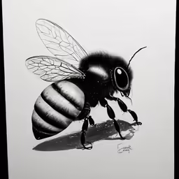 a bee with one eye open and some hands in its pockets
