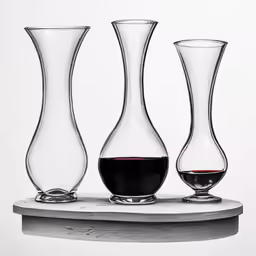 three glasses sitting next to each other near one another
