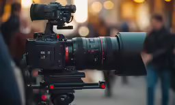 a camera set up to take some of the film