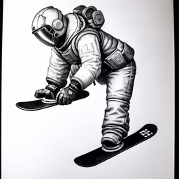 a drawing of a snowboarder going down the hill