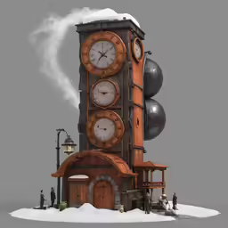 a large clock tower with multiple clocks in the middle of it