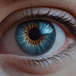 a persons blue eye with bright stripes and a iris iris