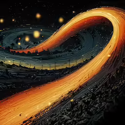 an art photo shows bright orange and yellow streaks