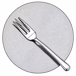 a white plate with a fork and knife on it
