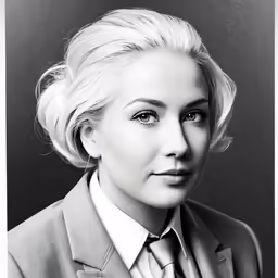 a woman is wearing a suit and tie