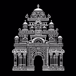 white illustration of an old church entrance
