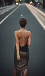 woman standing on the side of a road wearing a skirt