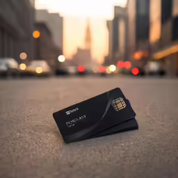 the gold card is placed on the street