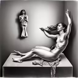 a woman in white is laying on the ground