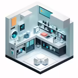 a rendering shows a room that is in the center of a room