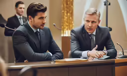 a man in a suit sitting at a table with another man in a business suit