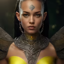 a digital painting of a beautiful woman wearing armor
