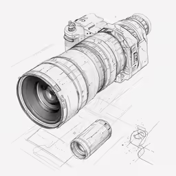 a drawing of an old camera