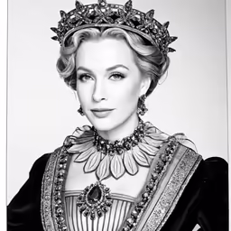 a drawing of a beautiful woman wearing a tiara