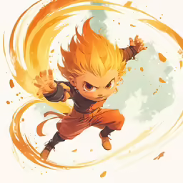 an anime character with orange hair and orange outfits