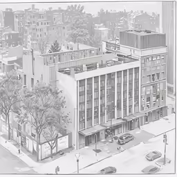 this drawing shows how the building at 504 west 70th street would look like in its earlier days