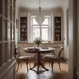 an image of dining room setting with dining table