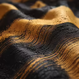 a black and orange striped material with water droplets