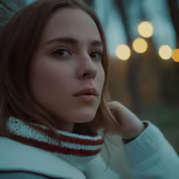the woman in white jacket has her hand on her shoulder
