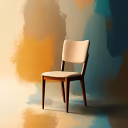 a wooden chair sitting up against a wall