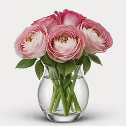 large flowers in a clear glass vase filled with water