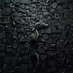 a girl standing in front of an image of numbers