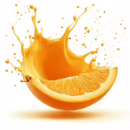orange slices, flying into liquid as a splash