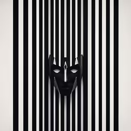 a mask on the wall in the room