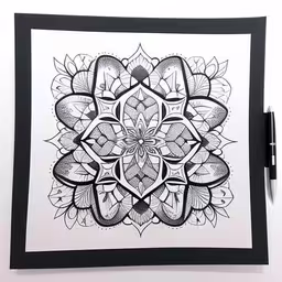 a black and white drawing on a notepad