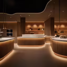 this image shows an extravagant, open and lit dining area