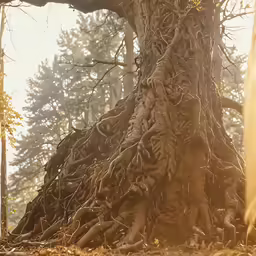 the roots of a large tree showing some of their growth