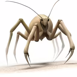 a close up of a very small insect with large legs