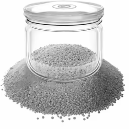 an image of a glass jar with gravel inside it