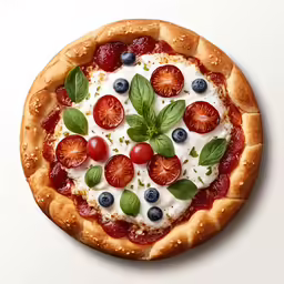 this is a small pizza with lots of fruit