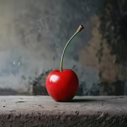 a fresh fruit sitting on a table and some brown wall