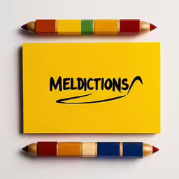 a notepad with the words medicationss and two colored pencils