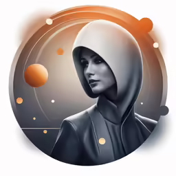a woman in black hooded hoodie surrounded by bubbles
