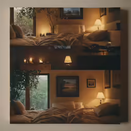 the two shots show two different levels of the room