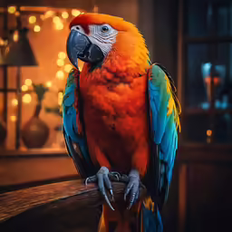 a bird perched on a branch inside a building