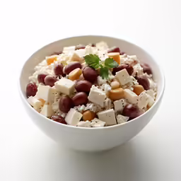 a bowl with many different types of food in it