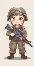 an anime character with a gun, wearing uniform