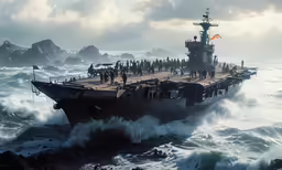 a large ship that has a lot of people on it
