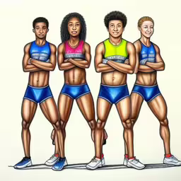 three people standing in front of one another wearing matching sports uniforms,there are three ladies and one is wearing the same bra