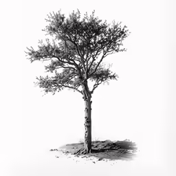a drawing of a tree in the snow